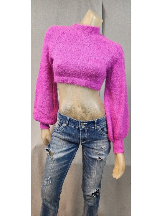 Altar'd State Sweaters - Altar'D State Solid Pink Cropped Crew Neck Long Sleeve SMALL Womens NEW